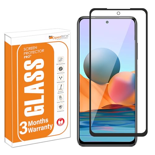 Image of OpenTech Military-Grade Tempered Glass Screen Protector Compatible for Xiaomi Redmi 10 Prime /Redmi Note 10T 5G / Poco M3 Pro with Edge to Edge Coverage and Easy Installation kit