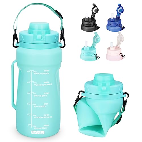Nefeeko Collapsible Water Bottles, 1.5L Reusable Collapsible Water Bottle For Travel Leakproof, Bpa Free Foldable Silicone Water Bottles With Straw For Traveling Sport Gym Camping Hiking #TOP12