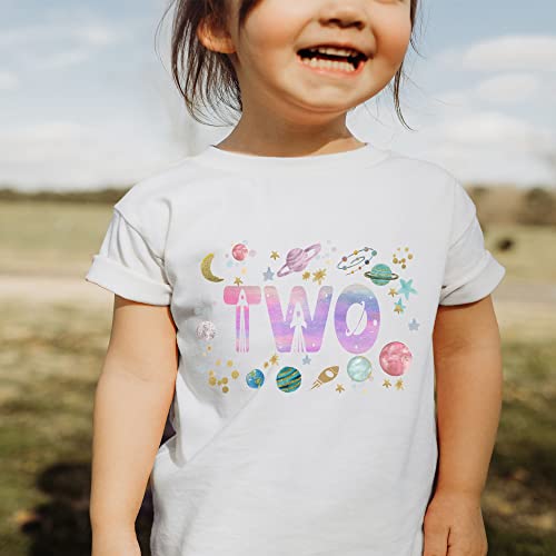 Space Two Birthday shirt Birthday girl Shirt astronaut 2nd Birthday Party two the moon birthday outfit planets 2nd Birthday Shirt (2 toddler)3