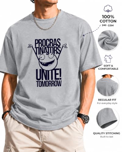 Image of Vastrio Unisex Procrastinators Unite Graphic Regular Fit Cotton T-Shirt