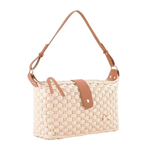 Sac à bandoulière en paille kaki pour femme | Petit sac à main d'été tissé main