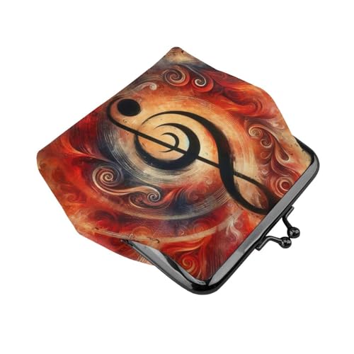 Pu Leather Buckle Coin Purse Abstract-Music-Art Girls Kiss-Lock Change Purse Wallets3