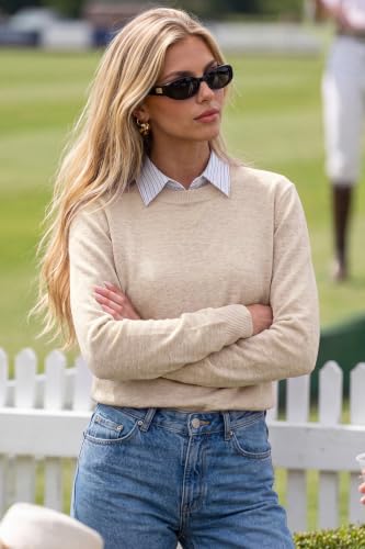 Image of Arach&Cloz Women's Wool Blend Classic Crew Neck Casual Fall Sweaters