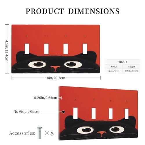 Plaque de 4 interrupteurs chat noir lavable et robuste - 6