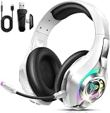 2.4GHz Wireless Gaming Headsets for PS5/PS4/Switch, New RGB Bluetooth 5.4 Noise Cancelling Gaming Headphones with 7.1 Surround Sound, 40mm Drivers, 276g Ultraligero, Memory Foam, 40Hrs Audífonos Gamer