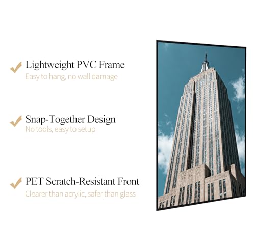 Image of Lavezee 18x24 Poster Frame Black, 6 Packs Lightweight 18 x 24 Poster Frames for Wall Mounting, Display 24x18 Pictures, Posters & Art Prints Vertically or Horizontally
