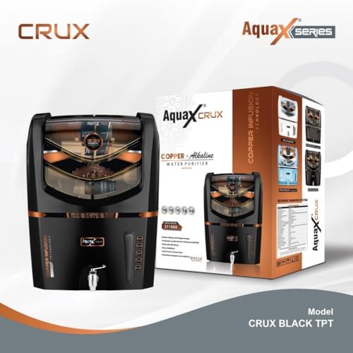Image of Aqua x Crux 7-Stage RO UV UF Water Purifier with Copper Mineral Technology & TDS Controller | Advanced Home Water Filter for Safe Drinking Water, Impurity Removal & Better Taste(Black)
