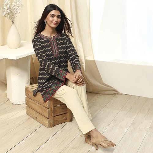 Image of BIBA Women Polyester Straight Printed Kurti