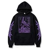 Nesthome Anime Patrón Evangelion Sudadera con capucha 3D Anime Cosplay Disfraz Suéter Sudadera Casual Camisa Top Suéter, Negro-1., L