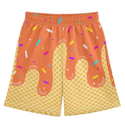 Ice Cream Boys Casual Shorts Athletic Gym Drip Baseball Shorts Elastic Waist with Pockets, Summer Sports Outdoor Home Wear3