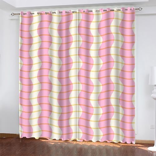 KaiHeBeding Cortinas Dormitorio Rosa Cortinas Salon Curva, Cortina con Ojal para Decorar de la Oficina en el Hogar 2 Piezas 140An x 160Al, Protección de la Intimidad Protección Solar