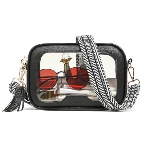 MHCNLL Clear Crossbody Bag Stadium Approved,Transparent Purse for Women with Guitar Strap, See Through Pouch for Concert