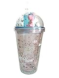 Unicorn Glitter Water Bottle Travel Plastic Tumbler Cup for Kids Toddler Drinking Cups with Straw and lid for Adults Ice Coffee Mug Women Reusable Insulated Drinkware (pink unicorn, 6.520cm))