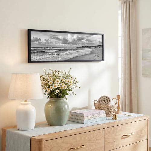 Image of Americanflat 8x24 Picture Frame with Polished Plexiglass - Streamline Collection - Thin Border Panoramic Picture Frame for Wall Display - Hanging Hardware Included - Black