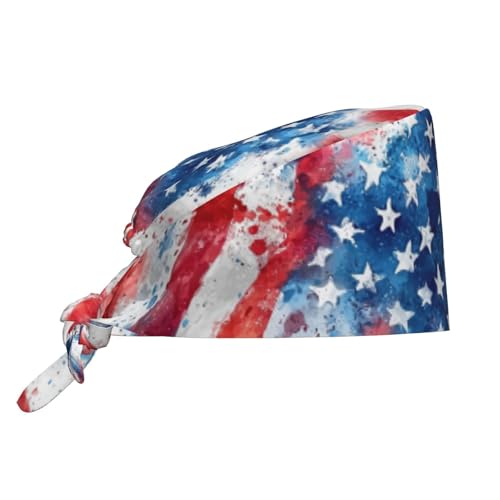 Image of Working Cap Scrub Cap with Sweatband Adjustable Unisex Tie Back Hat for Cleaning Farm Nursing