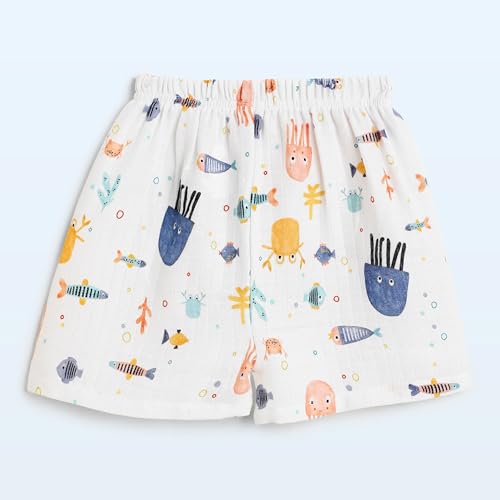 Image of The Boo Boo Club Kid'S 100% Muslin Organic Cotton Printed Button Shirt and Short Set | Half Sleeve Shirt | Summerwear Set | Kids Cothing Wear Set