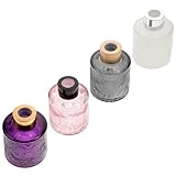 Lurrose Set 4 Bottiglie di Aromi in Vetro Goffrato per Profumo e Fiori Secchi, Contenitori Decorativi Compatti per Aromaterapia e Decorazione Soggiorno e Camera da Letto Colore Casuale