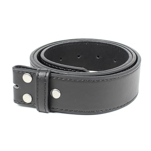 BC Belts Leather Belt Strap with Smooth Grain Finish and Stitched Edge 1.5" Wide with Snaps3