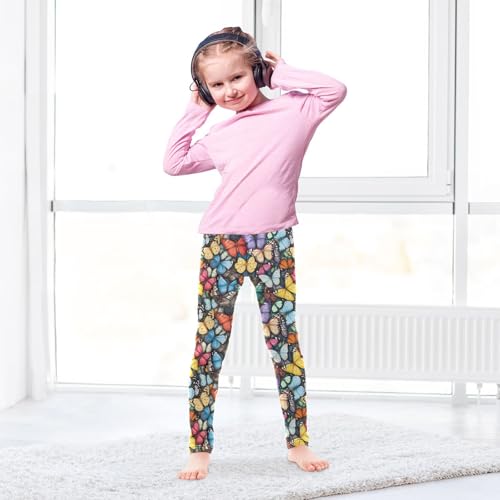 Girls Leggings Soft Toddler Ankle Length Bottoms Colorful Butterfly Kids Dance Yoga Pants 4-10 Years4