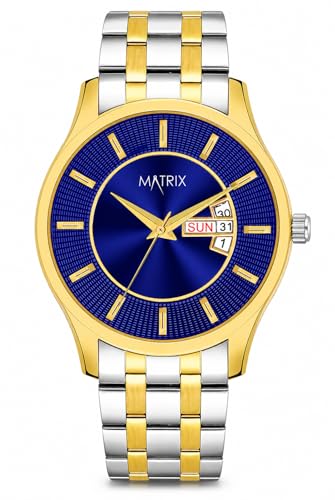 Image of Matrix Luxury Style Men's Analog Watch | Two Tone Chain Strap Watch with Day Date Feature | for Men & Boys