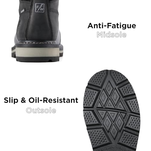 Image of SUREWAY Men's 6 inch Soft /Composite Toe Heavy Duty Waterproof Work Boot GoodyearWelt Oil /Slip Resistant Dual-Density Comfortable Outsole Crazy Horse Leather EH Construction Industrial Safety Work Boots