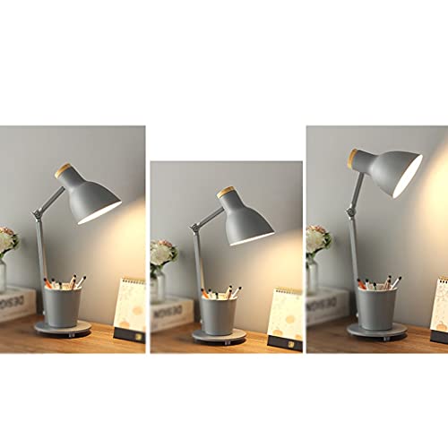 Lampe de bureau blanche avec porte-stylo intégré pour étudiant