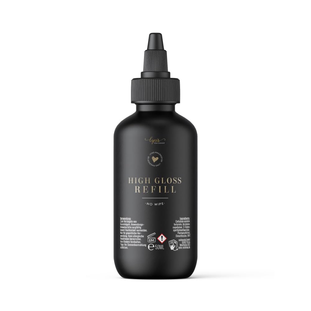 Lynis-Nailshop.de Vernis à ongles UV brillant 50 ml – Quick Finish sans couche de sudation + pas de jaunissement + brillance pendant des semaines comme au jour 1