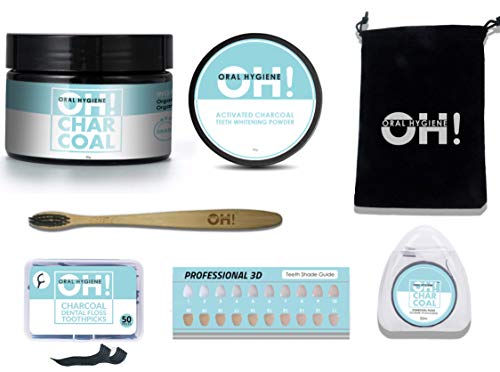 Organic Activated Black Best Charcoal Natural Teeth Whitening Powder Kit | 6 In 1 Kit | Safe Alternative to Toothpaste, Gels,Strips & Removes Bad Breath