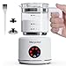 Montalatte Elettrico, Morpilot Milk Frother in Vetro, Bello da Vedere, 6 in 1 Funzione, Capacità 250ml Cappuccino o 500 ml Latte Caldo, Design Diviso, Bianco
