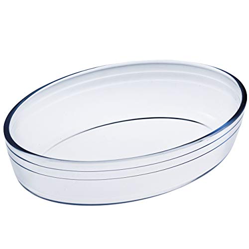 San Ignacio Q3009 Fuente Ovalada 35X24X6Cm 3 Litros Borosilicato Mediterráneo, Vidrio Templado