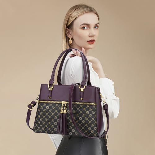 Image of KKXIU Women Satchel Bags Handle Shoulder Handbags and Purses Pockets Zipper Leather Crossbody Bags