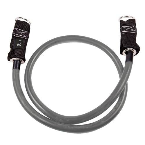 GoFit Resistance Training Power Tube Natural Rubber Exercise Band for Strength Training Stretching Yoga Pilates & Full Body Workouts Carabiner Loop Design