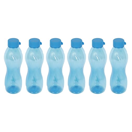 Image of PEARLPET Pheonix BPA-Free Plastic Water Bottle Set |Lightweight, Leak-Proof & Freezer Safe - Pack of 6 (1000ml Each), Blue