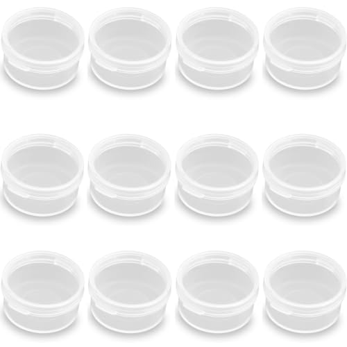 Image of 24 Pack 0.17 oz Round Plastic Containers (1.06 x H0.55 inch) Clear Bead Storage Containers for Fishing Tackle with Label Stickers, Craft, Beads, Jewelry, Small Parts