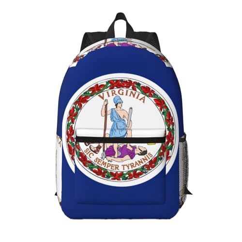 Sac à dos d'école léger EdWal avec motif drapeau de Virginie noir