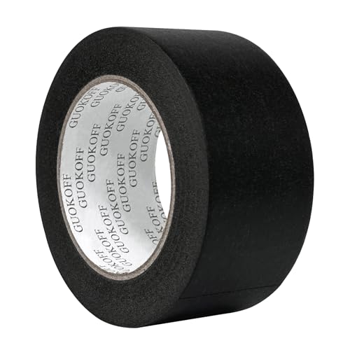 Image of Black Masking Tape, 2 Inch x 55 Yards x 1 Roll, Black Painters Tape | General Purpose Painting Adhesive Tape for Arts DIY Crafts Labeling