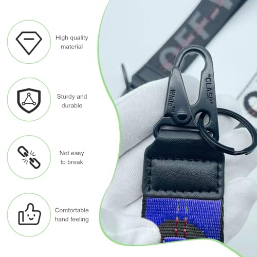Image of DXNQ Car Keychain, Fabric Keychain Wrist Lanyard, Key Ring for Cars Keys Wallets Jeans Decoration, Car Accessories (Blue)