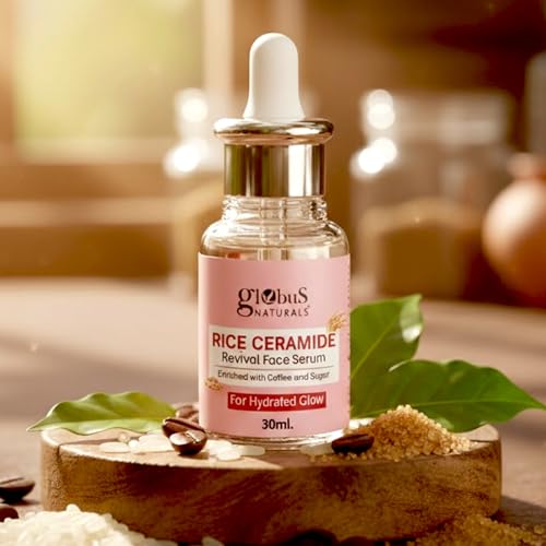 Image of Globus Naturals Rice Ceramide Revival Face Serum, Enriched with Coffee & Walnut, For Glass Skin, 30 ml