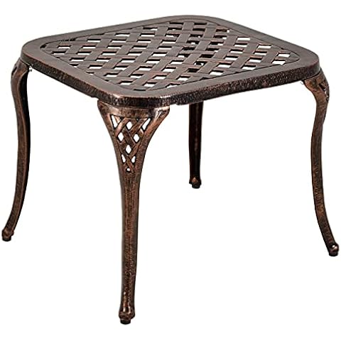 ROIYEIER Square Side Table, Cast Aluminum Patio End Table Cover