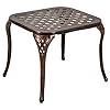 Square side table cast aluminum patio end table antique copper 1 pc  urban country home decor