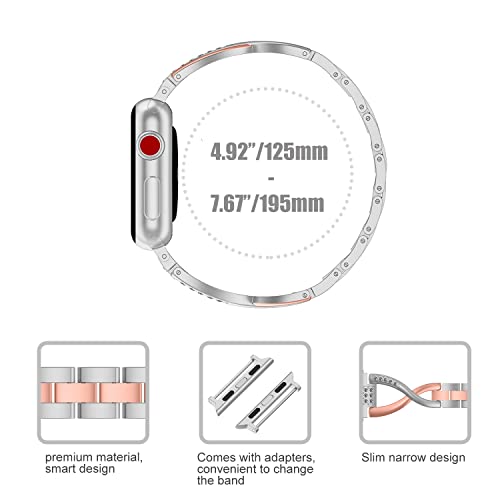 Image of Wearlizer Bling Gold Silver Compatible with Apple Watch Bands 38 /40 /41 /42mm 2-Tone Womens X-Link Rhinestone Wristband Dressy Metal Bracelet for iWatch Series 11 10 9 8 7 6 5 4 3 SE /Ultra 3 2 1