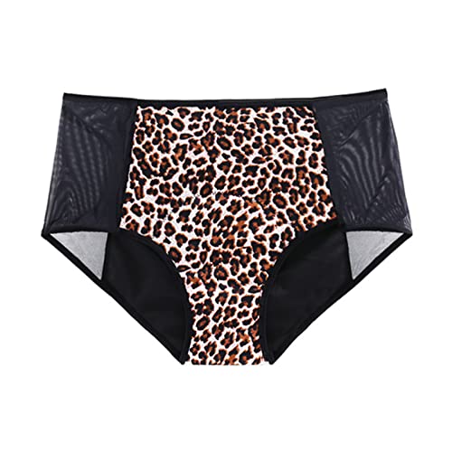 Bragas de cintura alta a prueba de fugas para mujer, de algodón a prueba de fugas, para la noche, bragas menstruales, cajones, armario, ropa interior, café, 4XL