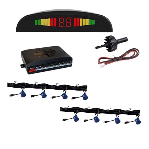 Radar di retromarcia Parktronic radar di parcheggio universale per auto, con 8 sensori, monitor, retroilluminazione, retromarcia, radar per parcheggio auto (blu)