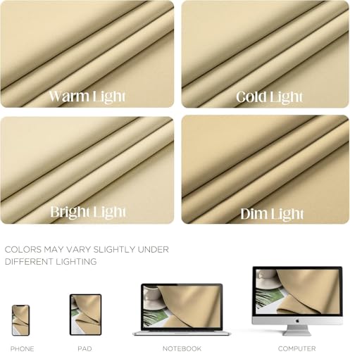 Image of Cortina 80-90% Blackout Solid Window Curtains 5 Feet Set of 2 - Thermal Insulated | Curtain for Living Room | Drapes for Bedroom | (5 Feet, Beige)