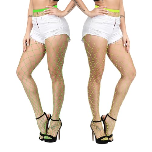Image of Violet Mist 2 Pack Womens High Waist Fishnet Tights Large Net Fishnets Stockings Colorful Sexy Hollow Out Pantyhose