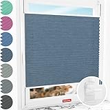 Schuette® Plissee nach Maß ohne Bohren ● Melange Kollektion: After Rain (Blau) ● 40-49 x 120-149cm (Breite x Höhe) ● Suprafix Faltrollo Klemmfix 2.0 Rollo ● 60 Sekunden Montage