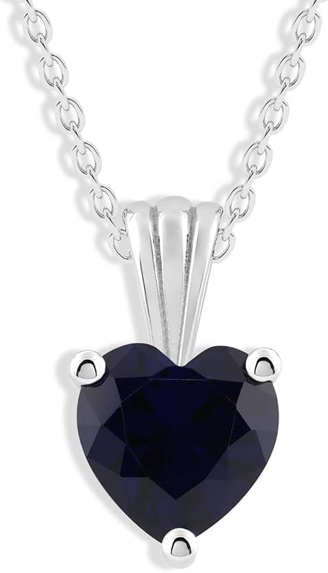 Belacqua Sterling Silver Heart Birthstone Gemstone Necklace for Women – 7x7mm Pendant with 15" Cable Chain + 2" Extender - Image 3