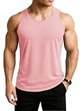 EKLENTSON Sleeveless T-Shirt Men Quick Dry Gym Muscle Vest Tops UPF 50+ Summer Bodybuilding Workout Training Polyester Sun Portection Tank Tops Pink,M