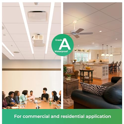 Image of STICKGOO Smooth Drop Ceiling Tiles 2ft x 2ft, PVC Ceiling Tile 24 x 24in - Waterproof, Fire-Rated to Prevent Breakage - Package of 12 Tiles Cover 48 Sq. Ft, White