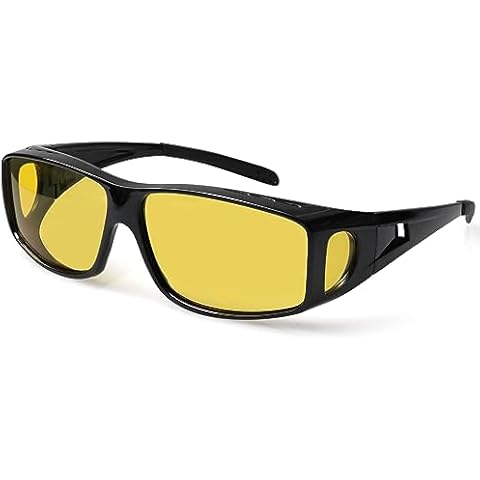 Yogo Vision Fit Over Night Driving Wrap Night Vision Yellow Tint Sunglasses Wear Over Eyeglasses Men Women Cover